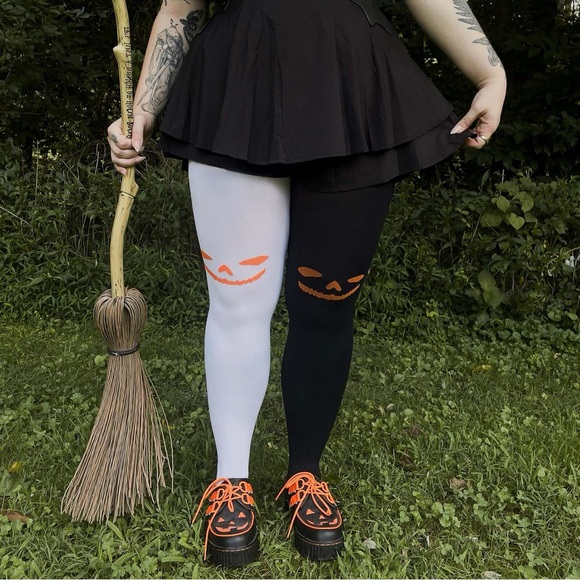 Snag Tights Accessories - Pumpkin Black and White Duo Tights